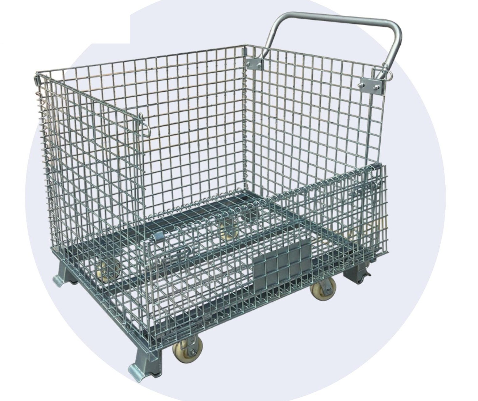Storage cage trolley, foldable steel mesh