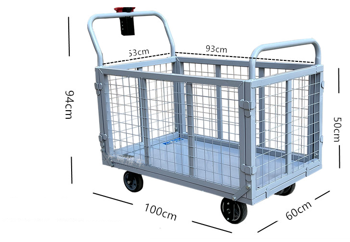 Power Trolley PWR-13 electric cage trolley with fence, galvanised steel